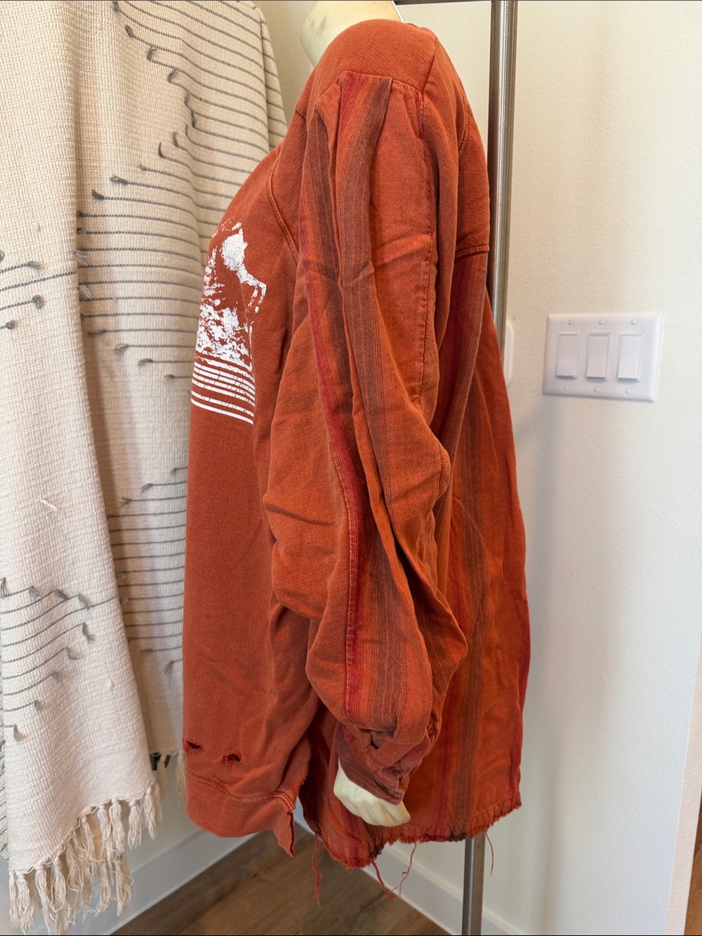 Free People Distressed Pullover Sweater - Rust - Picture 5 of 9
